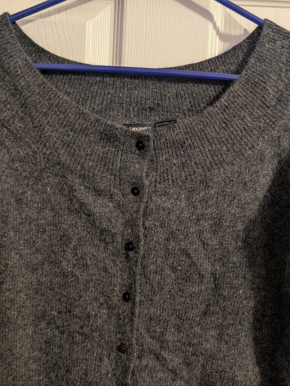 Tangents Lambswool Angora Cardigan Women's Size XL Gray Button Up